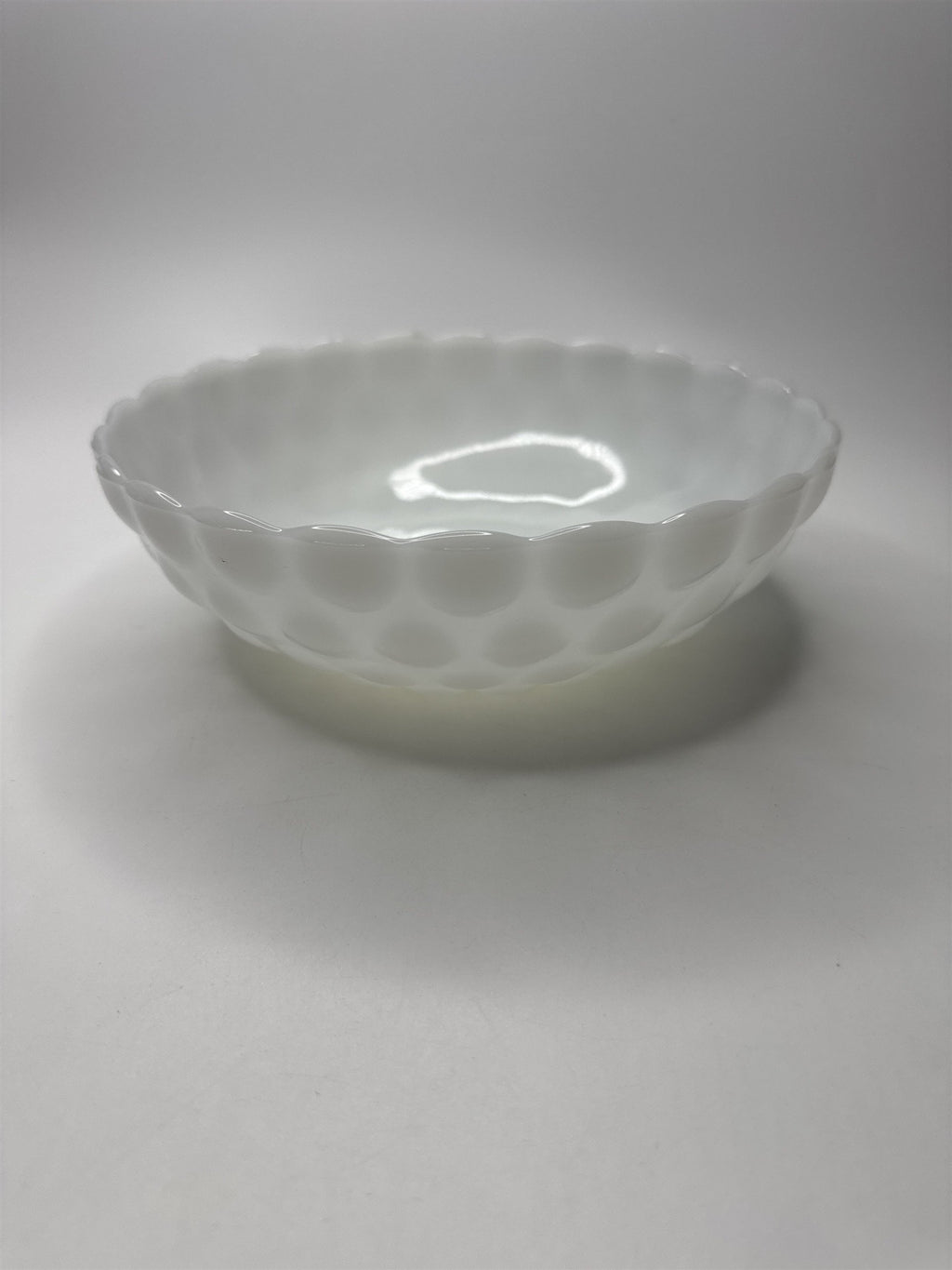 Vtg Anchor Hocking Milk Glass Serving Dish Bubble Bulls Eye Bowl 8" Fruit Bowl