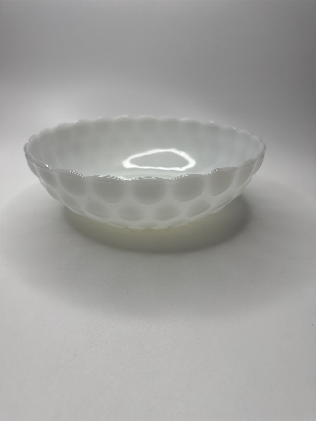 Vtg Anchor Hocking Milk Glass Serving Dish Bubble Bulls Eye Bowl 8" Fruit Bowl
