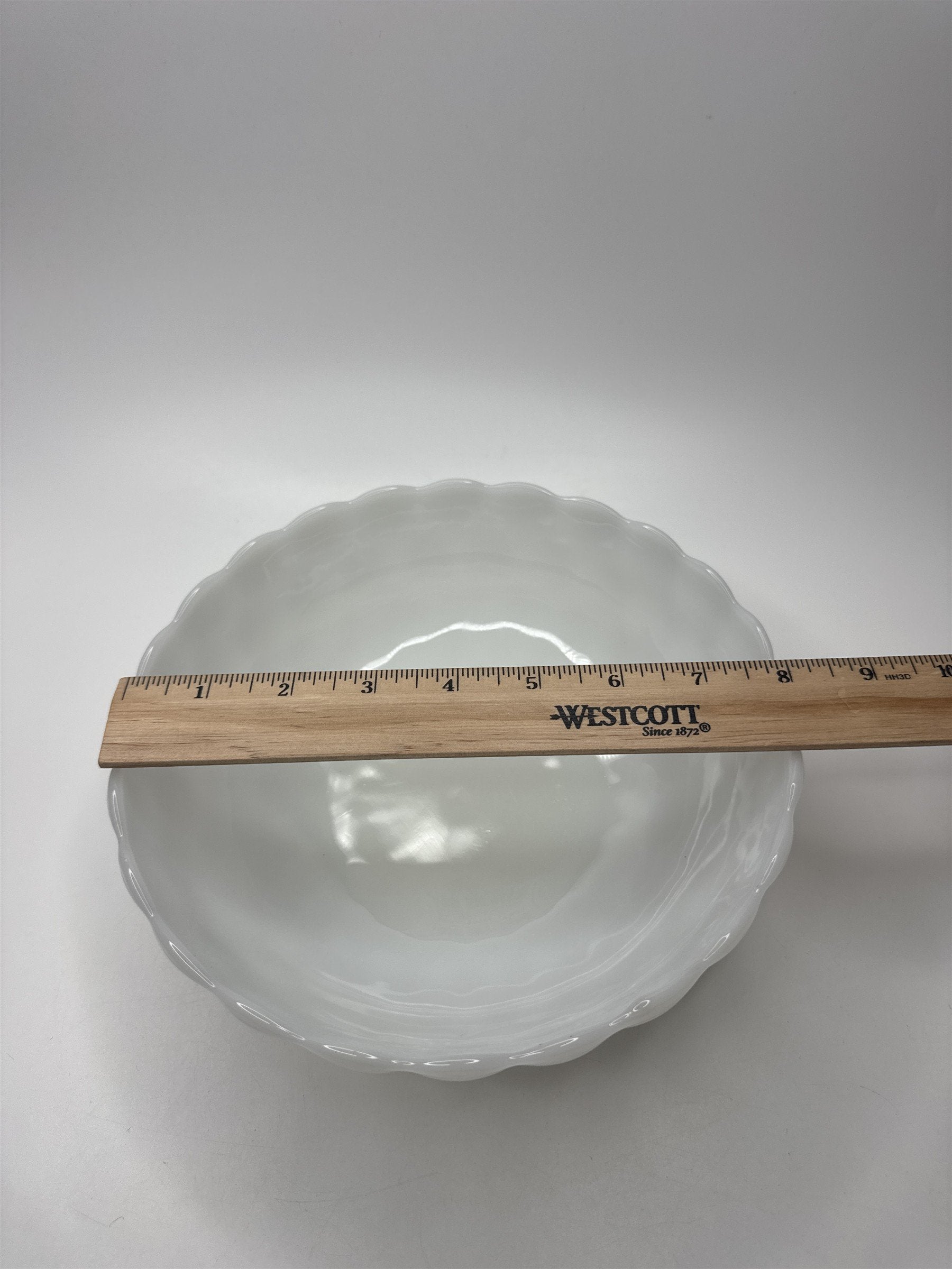 Vtg Anchor Hocking Milk Glass Serving Dish Bubble Bulls Eye Bowl 8" Fruit Bowl