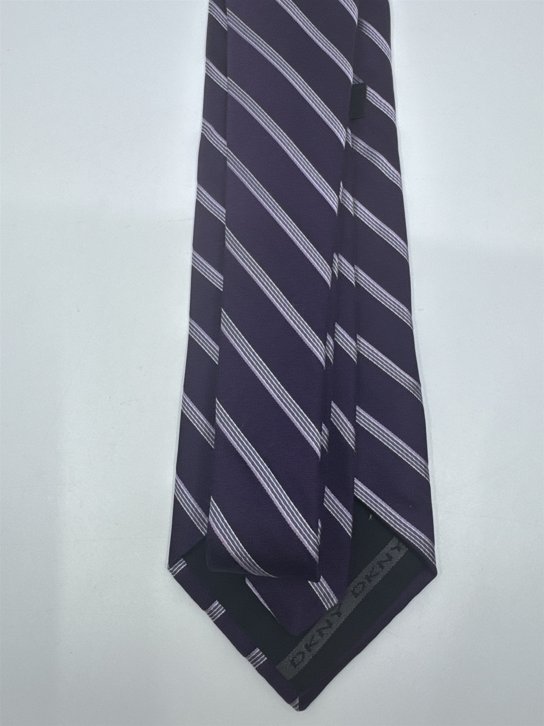 Donna Karan New York Purple Men's Neck Tie W/ Silver/White Stripes