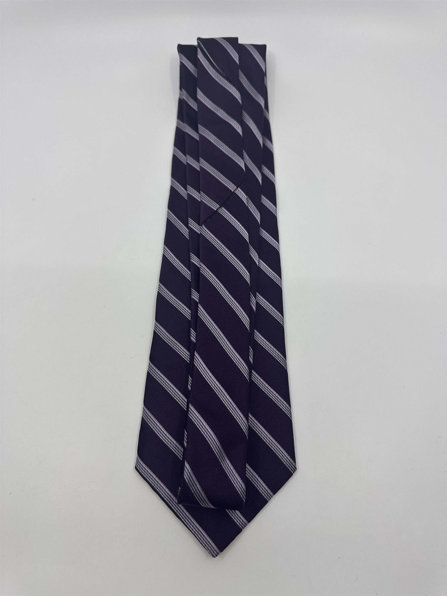 Donna Karan New York Purple Men's Neck Tie W/ Silver/White Stripes