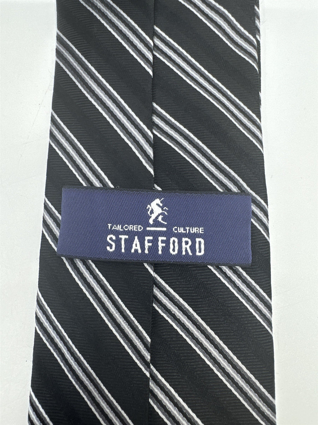 Stafford Tailored Culture Black, White And Silver Men's Neck Tie