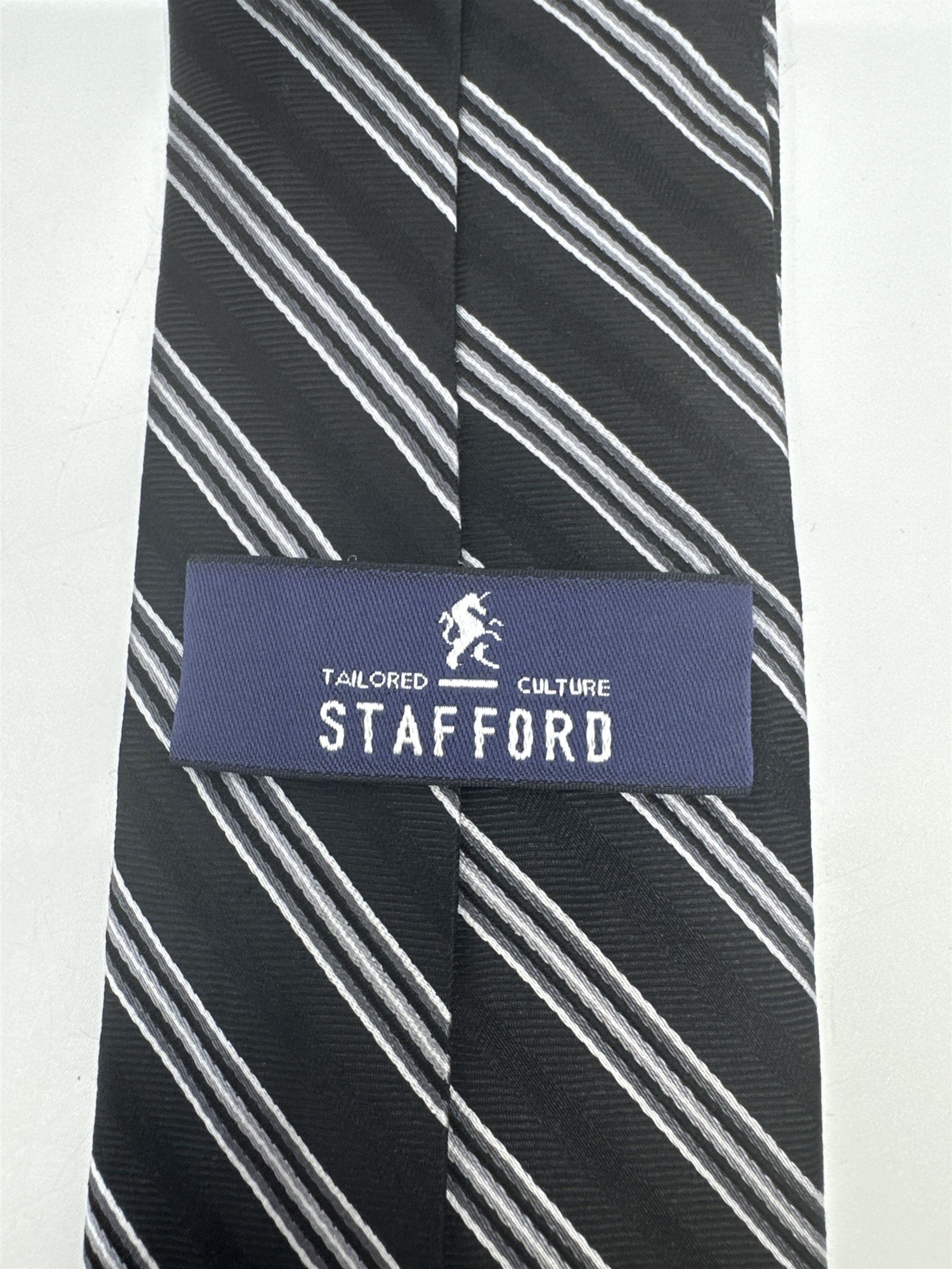 Stafford Tailored Culture Black, White And Silver Men's Neck Tie