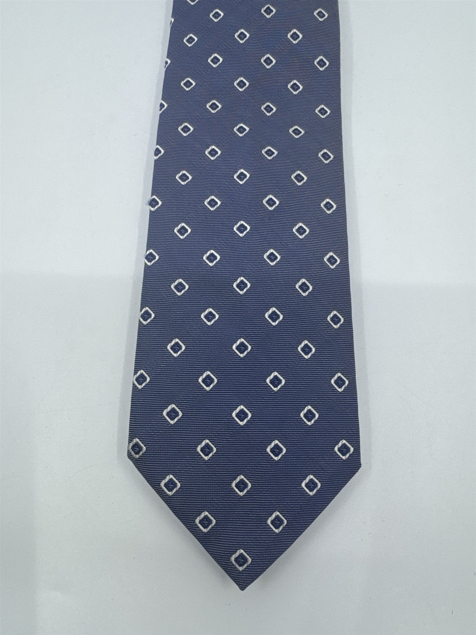 Boggi Milano Made In Italy Blue Men's Neck Tie W/ White Squares