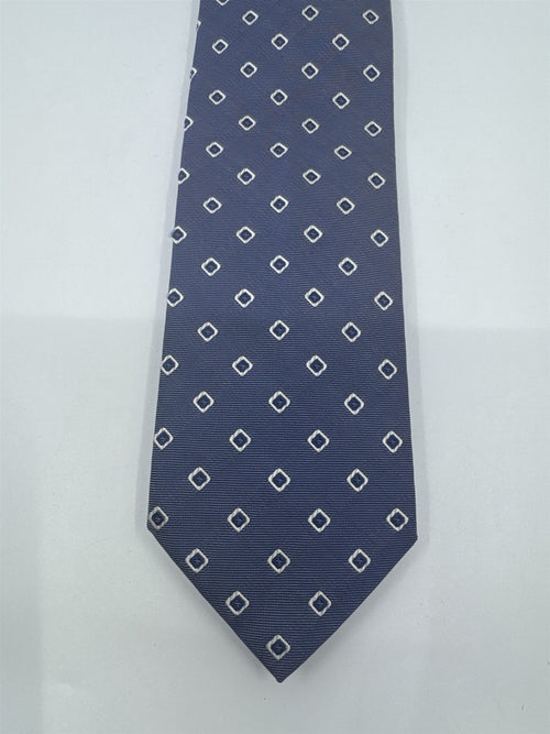 Boggi Milano Made In Italy Blue Men's Neck Tie W/ White Squares