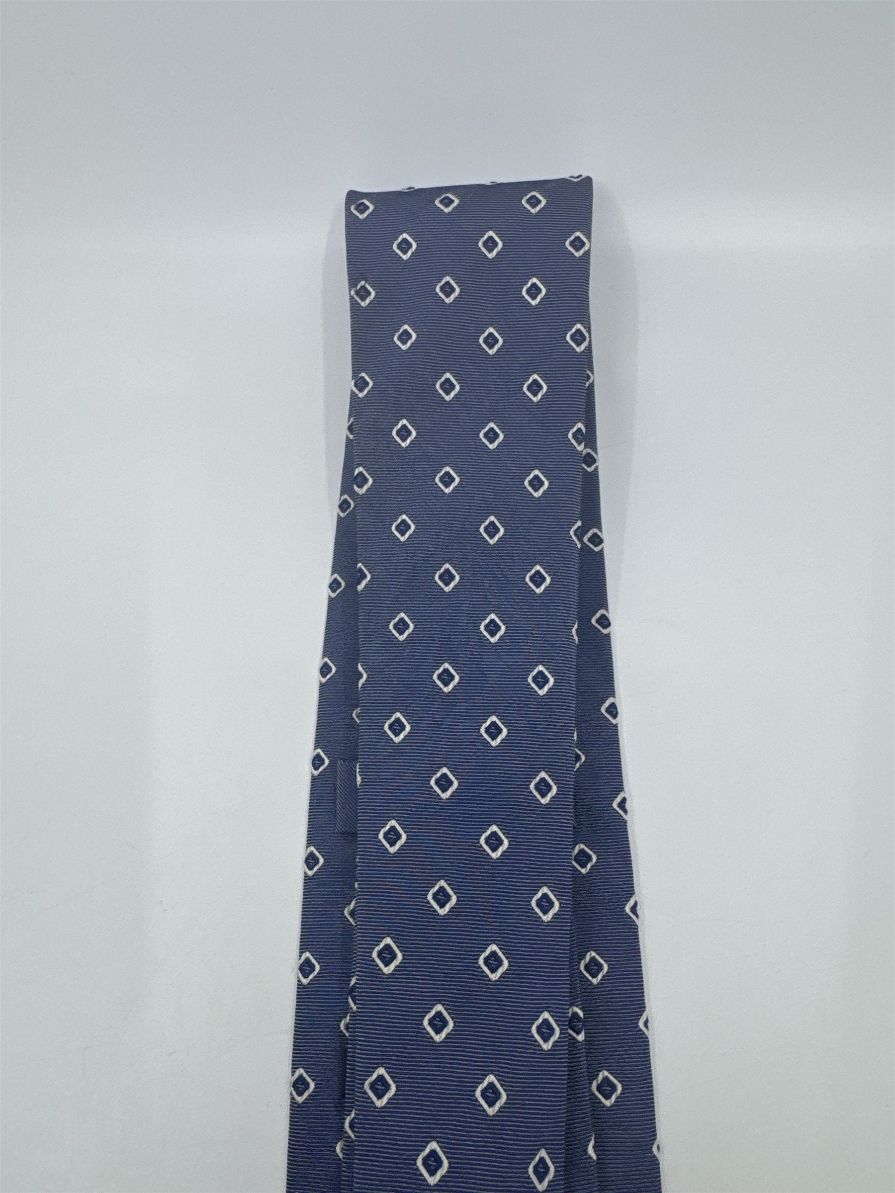 Boggi Milano Made In Italy Blue Men's Neck Tie W/ White Squares