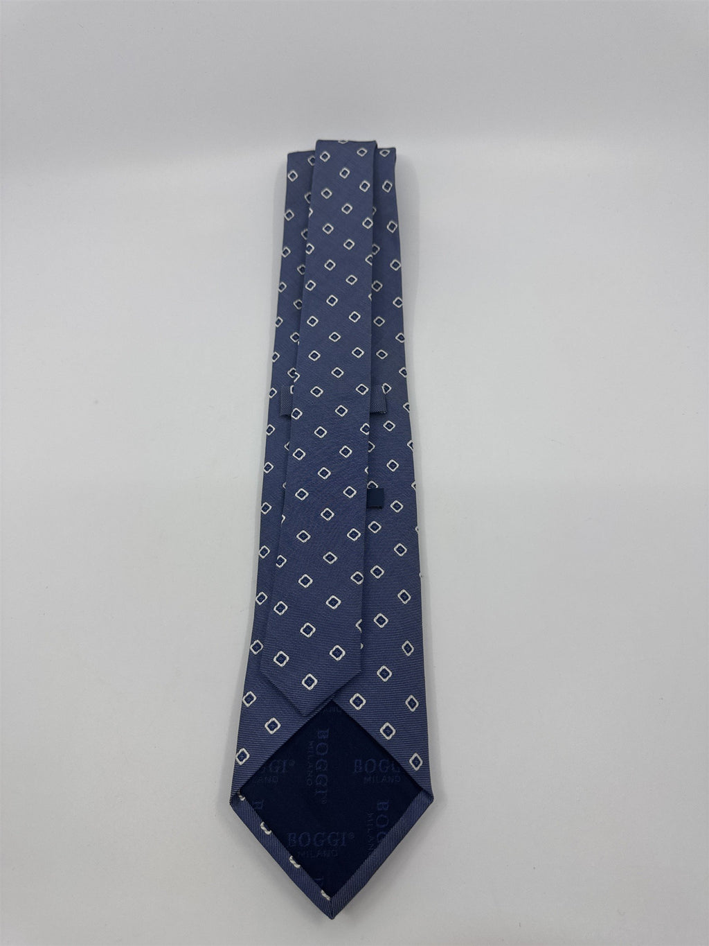 Boggi Milano Made In Italy Blue Men's Neck Tie W/ White Squares