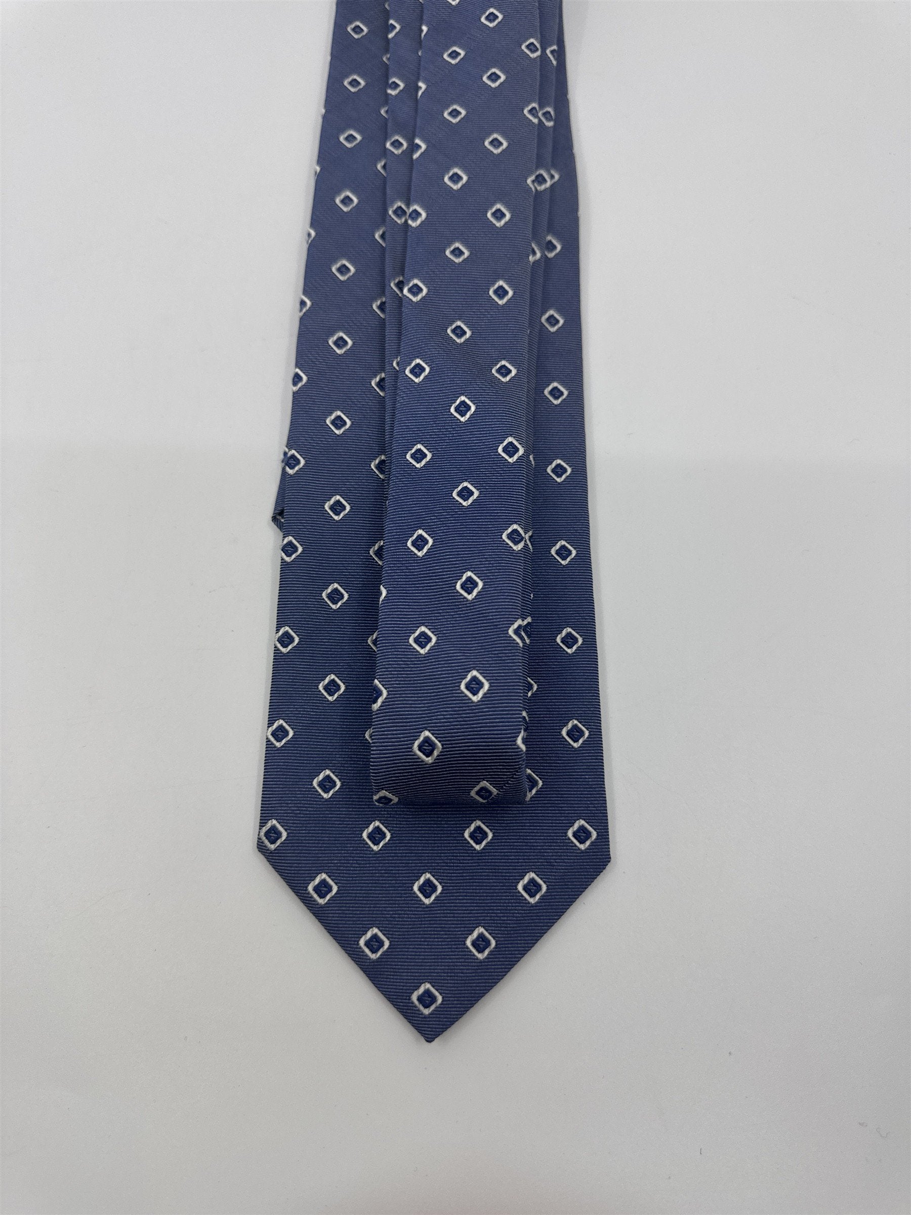 Boggi Milano Made In Italy Blue Men's Neck Tie W/ White Squares