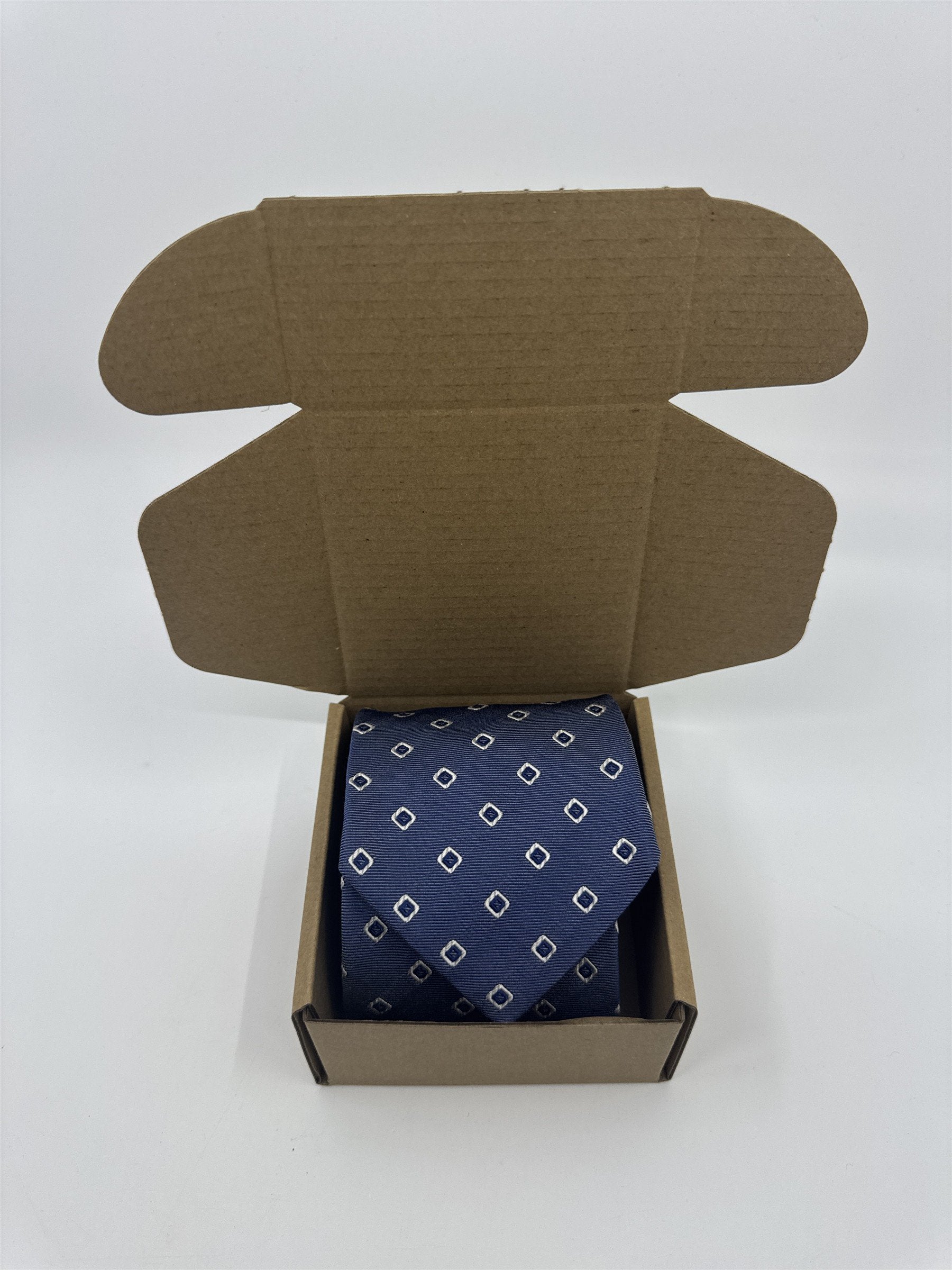 Boggi Milano Made In Italy Blue Men's Neck Tie W/ White Squares