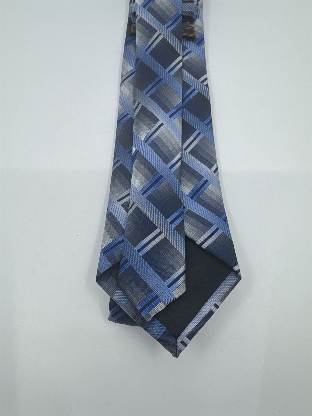 Zenio Blue, Grey and Silver Plaid Men's Neck Tie