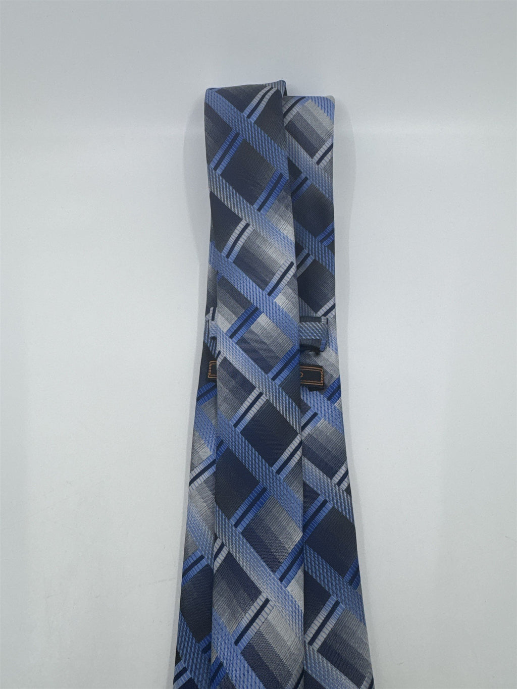 Zenio Blue, Grey and Silver Plaid Men's Neck Tie
