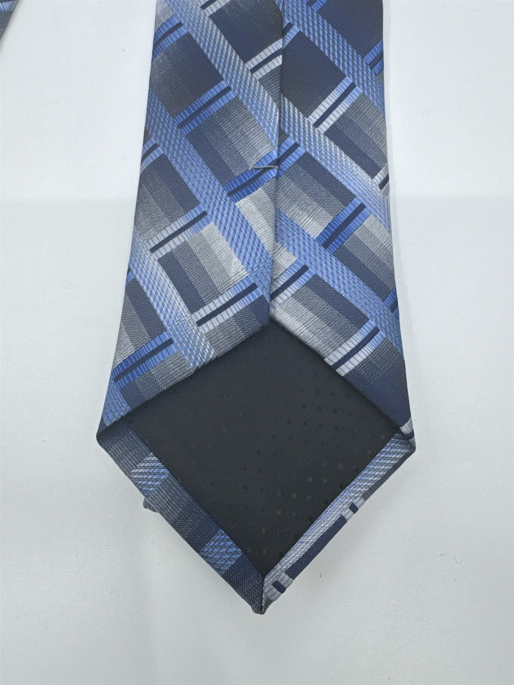 Zenio Blue, Grey and Silver Plaid Men's Neck Tie