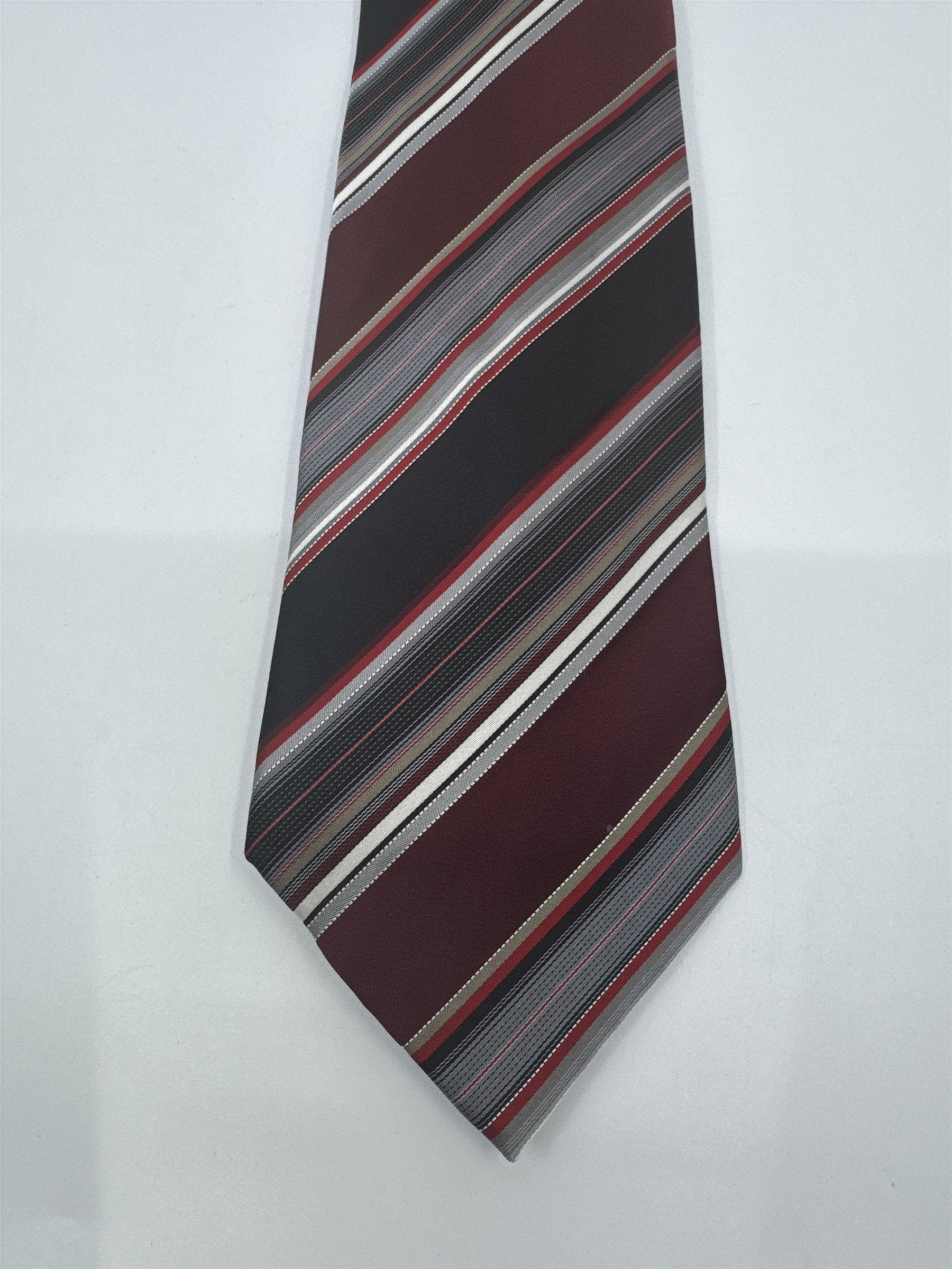 Van Heusen Black, Red And Silver 100% Silk Men's Neck Tie