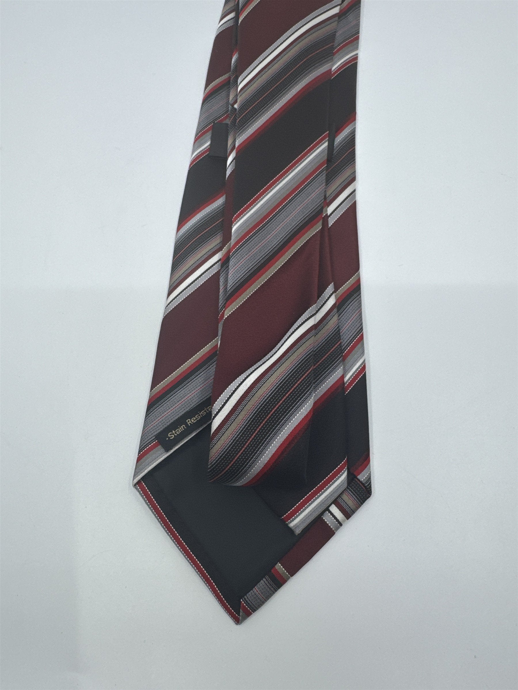 Van Heusen Black, Red And Silver 100% Silk Men's Neck Tie