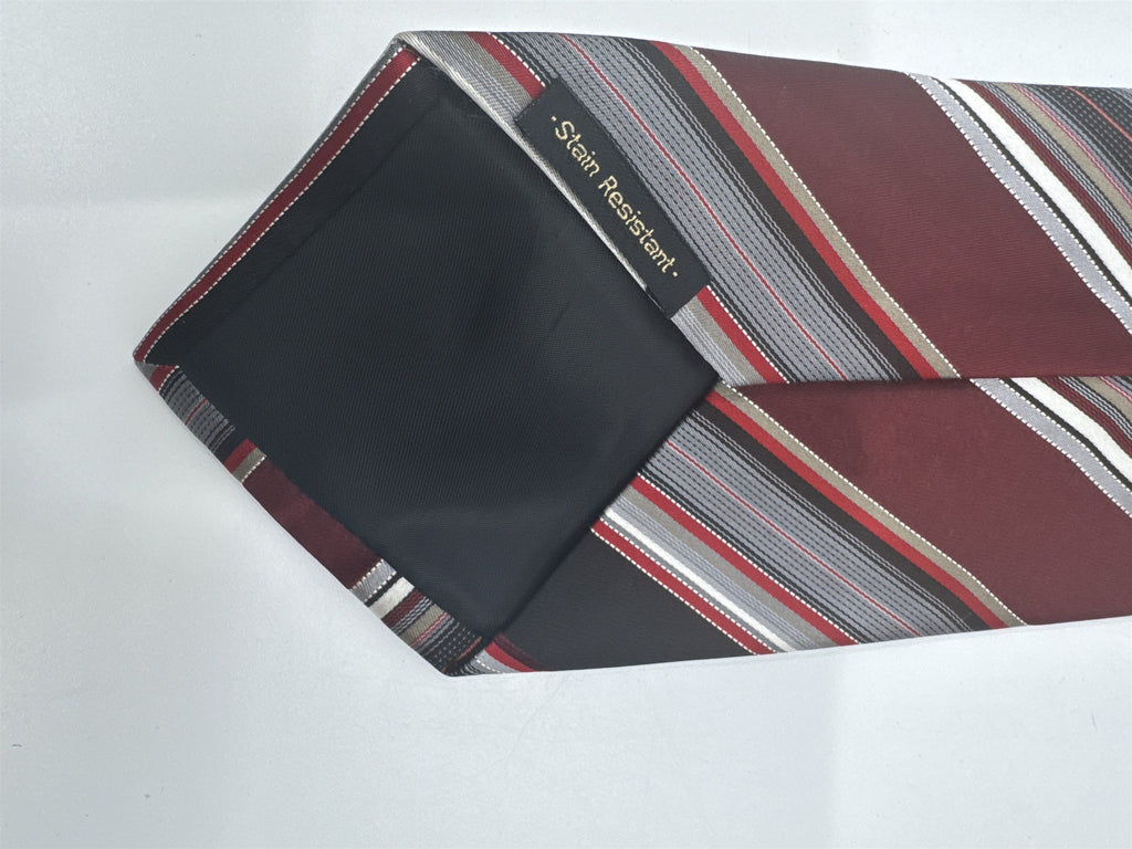 Van Heusen Black, Red And Silver 100% Silk Men's Neck Tie