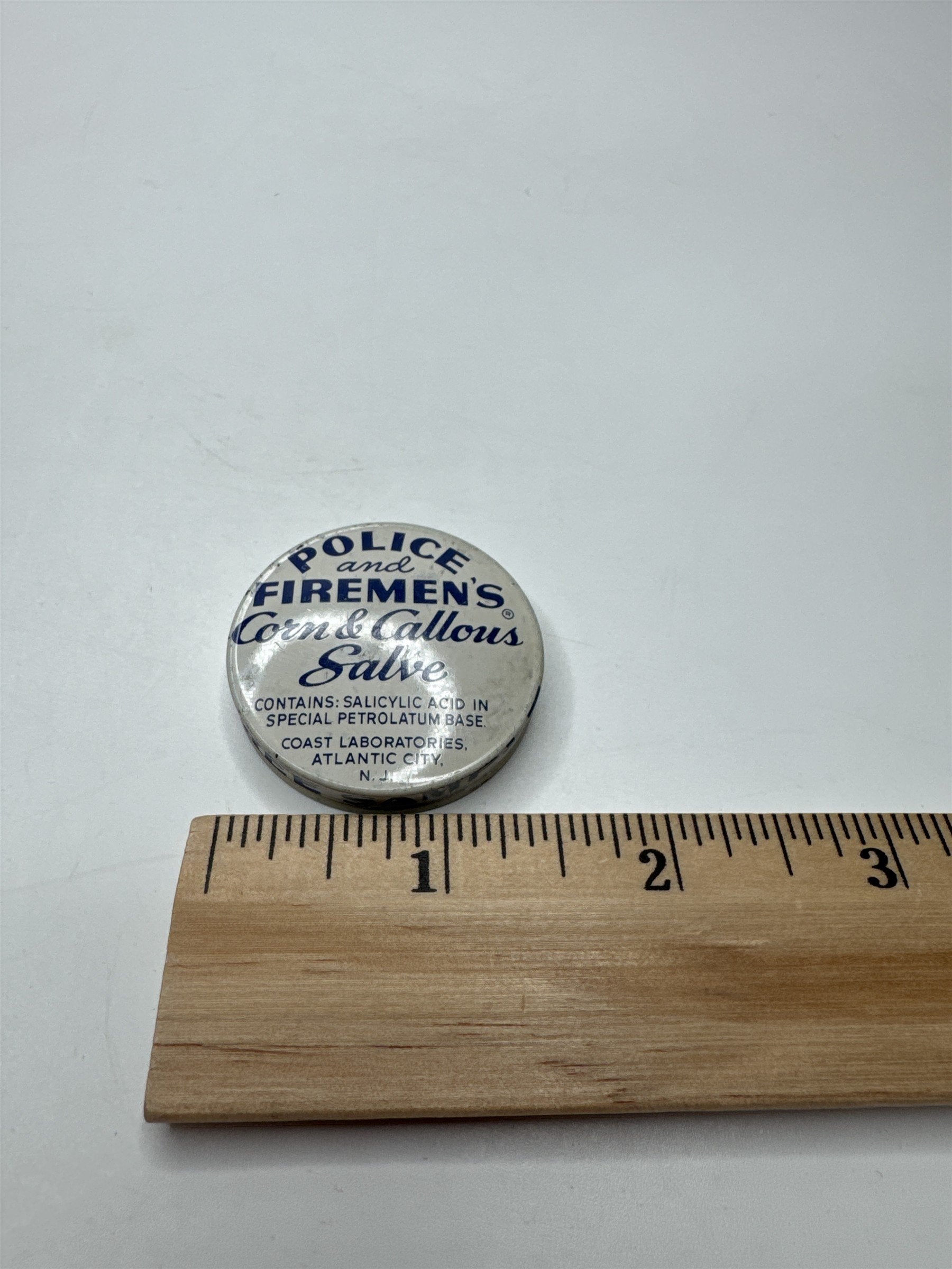 Vintage Police and Firemen's Corn & Callous Salve Coast Atlantic City Empty Tin