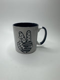Ceramic Heavy Duty Embossed Blue and White Peace Fingers Stars & Stripes Mug