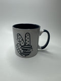 Ceramic Heavy Duty Embossed Blue and White Peace Fingers Stars & Stripes Mug