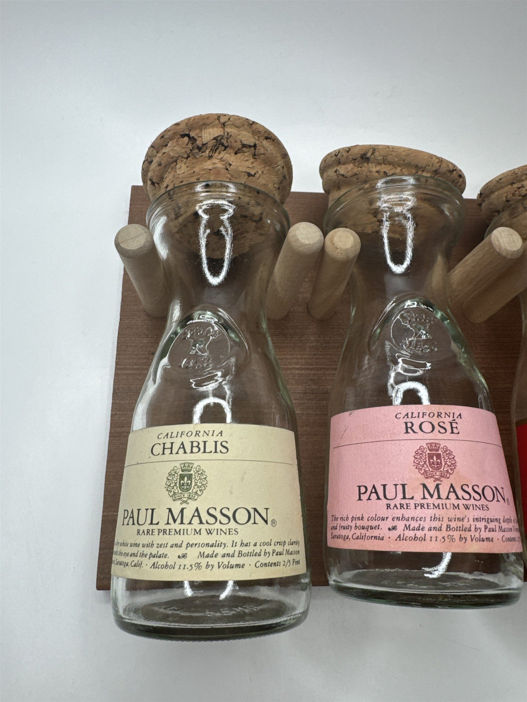 Paul Masson Wine Carafe Spice Rack Gift Set in Box VTG 70s Wine Country 4 Bottle