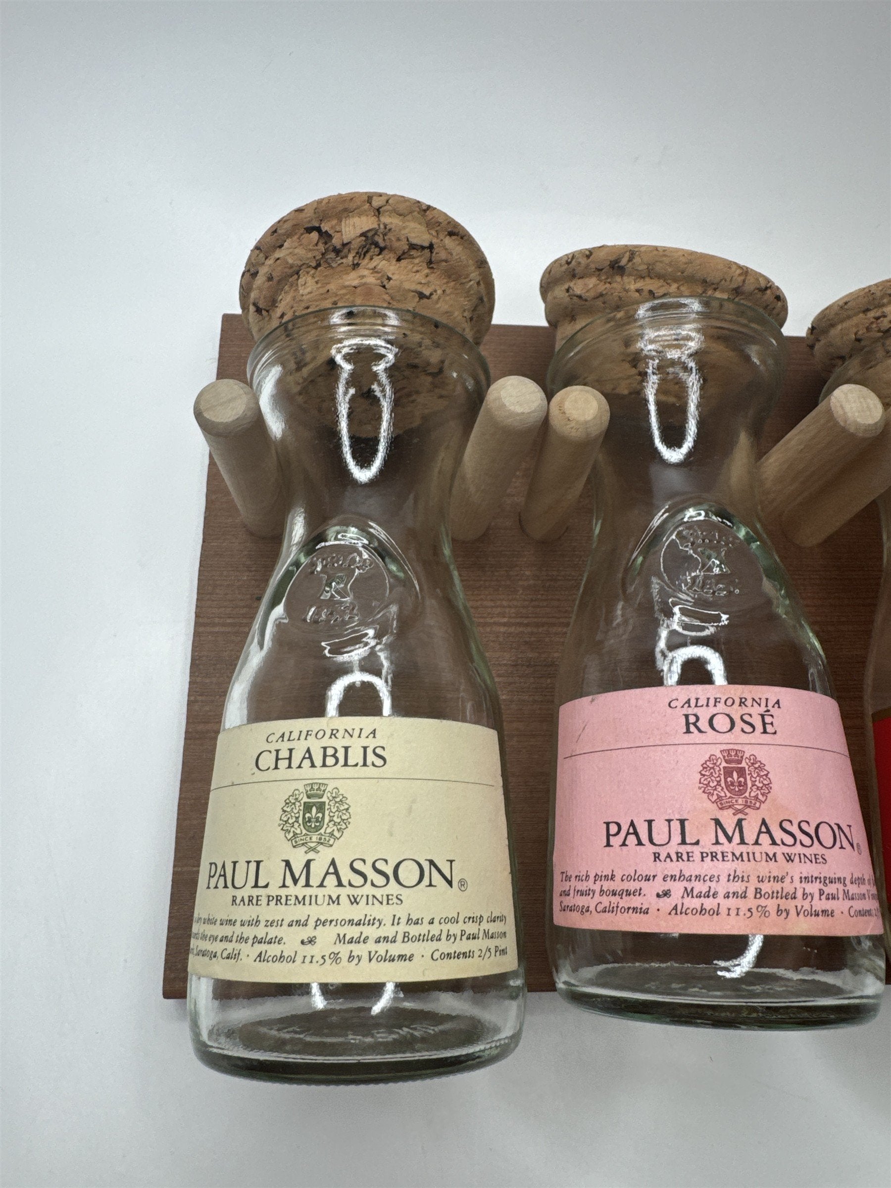 Paul Masson Wine Carafe Spice Rack Gift Set in Box VTG 70s Wine Country 4 Bottle