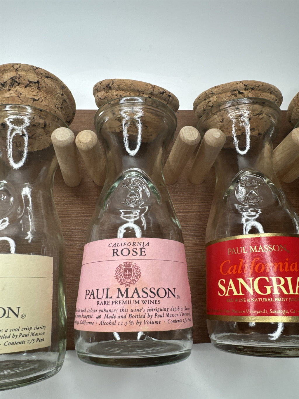 Paul Masson Wine Carafe Spice Rack Gift Set in Box VTG 70s Wine Country 4 Bottle