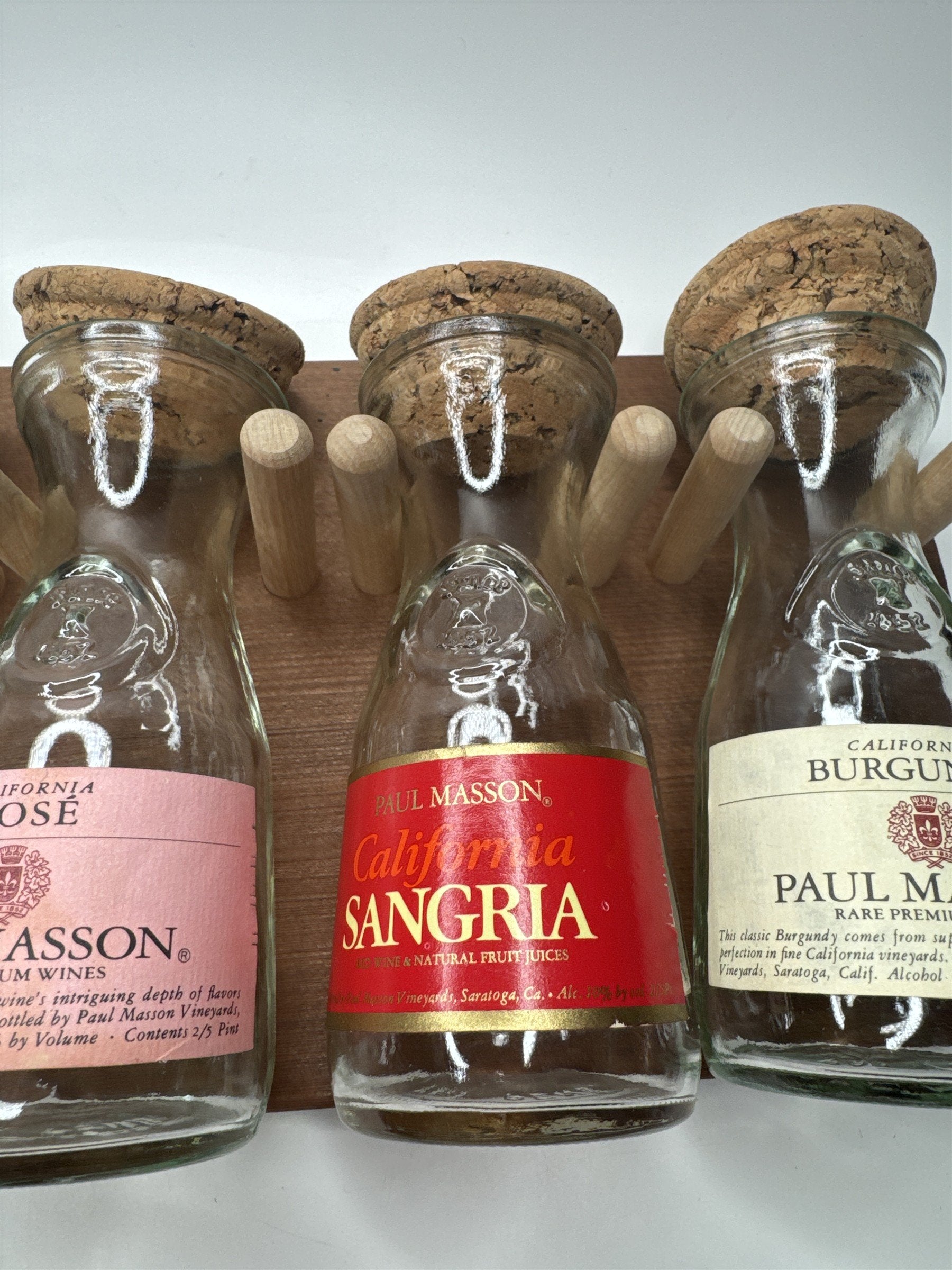 Paul Masson Wine Carafe Spice Rack Gift Set in Box VTG 70s Wine Country 4 Bottle