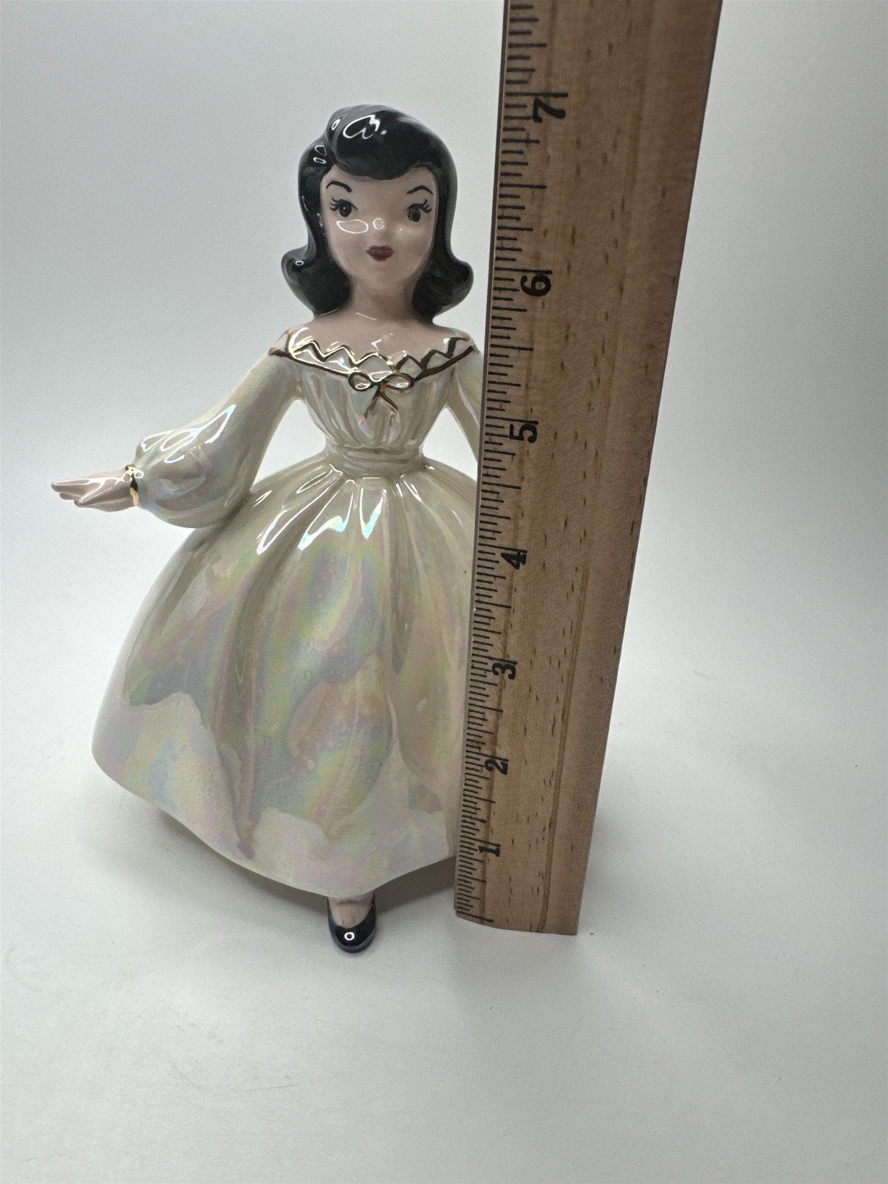 Vintage Holland Mold MCM Southern Belle Girl Figurine 1950s White Dress Topper
