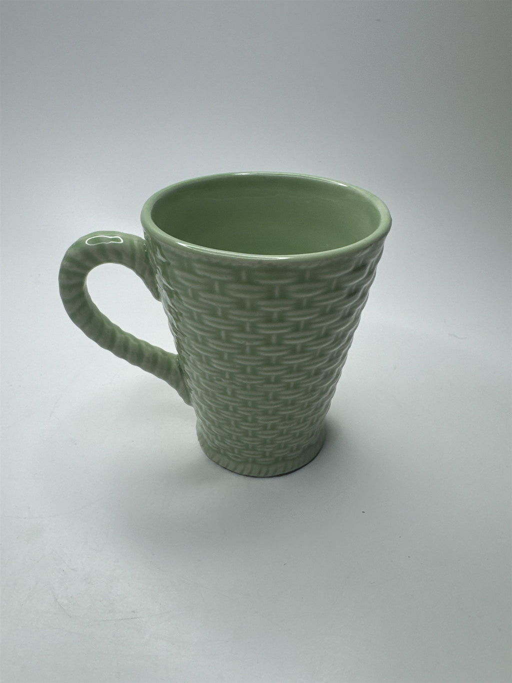 Rare Vintage Green Basket Weave 4" Easter Coffee Mug Made in Japan EUC