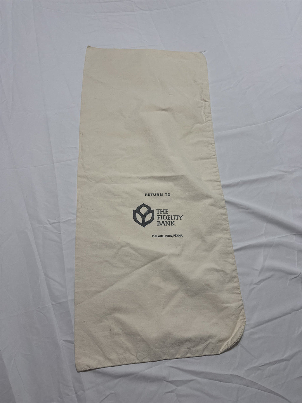 Vintage Extra Large The Fidelity Bank Philadelphia Pennsylvania Check Money Bag