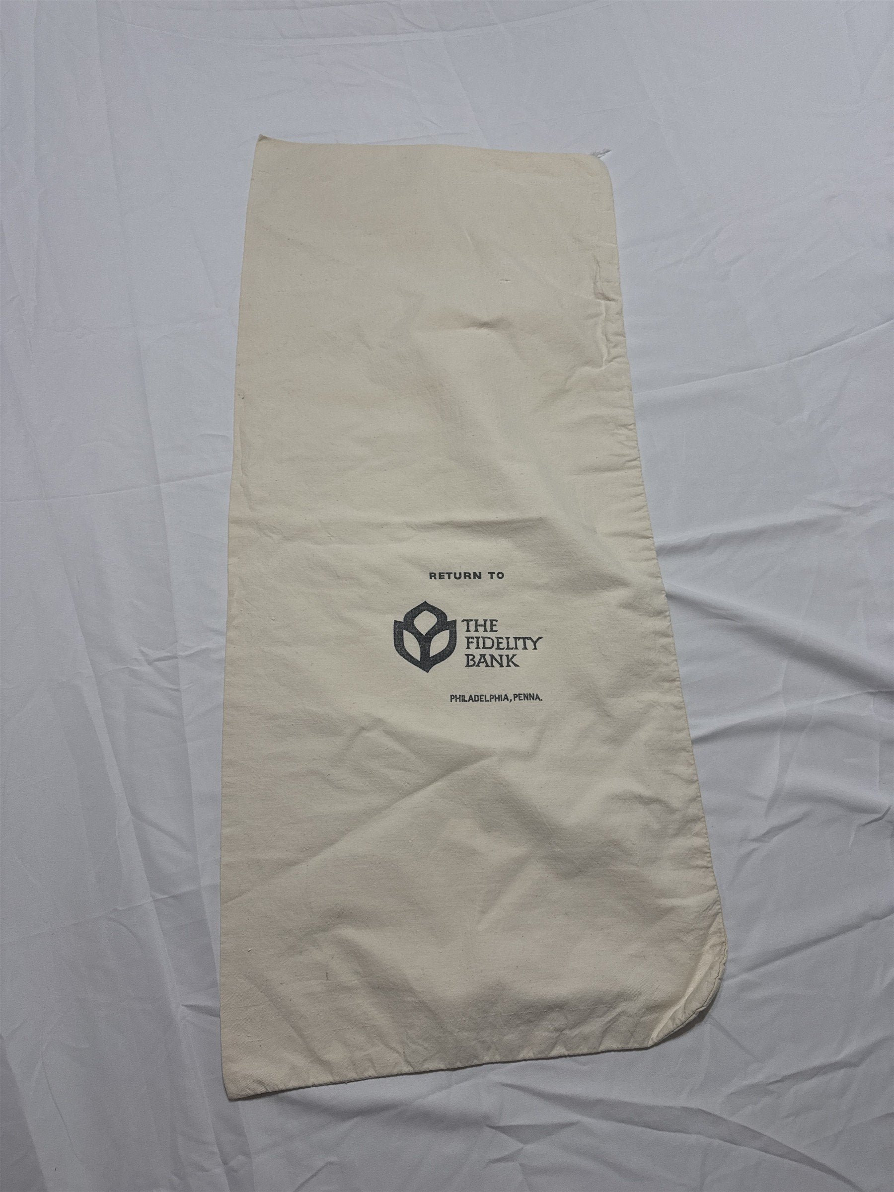 Vintage Extra Large The Fidelity Bank Philadelphia Pennsylvania Check Money Bag