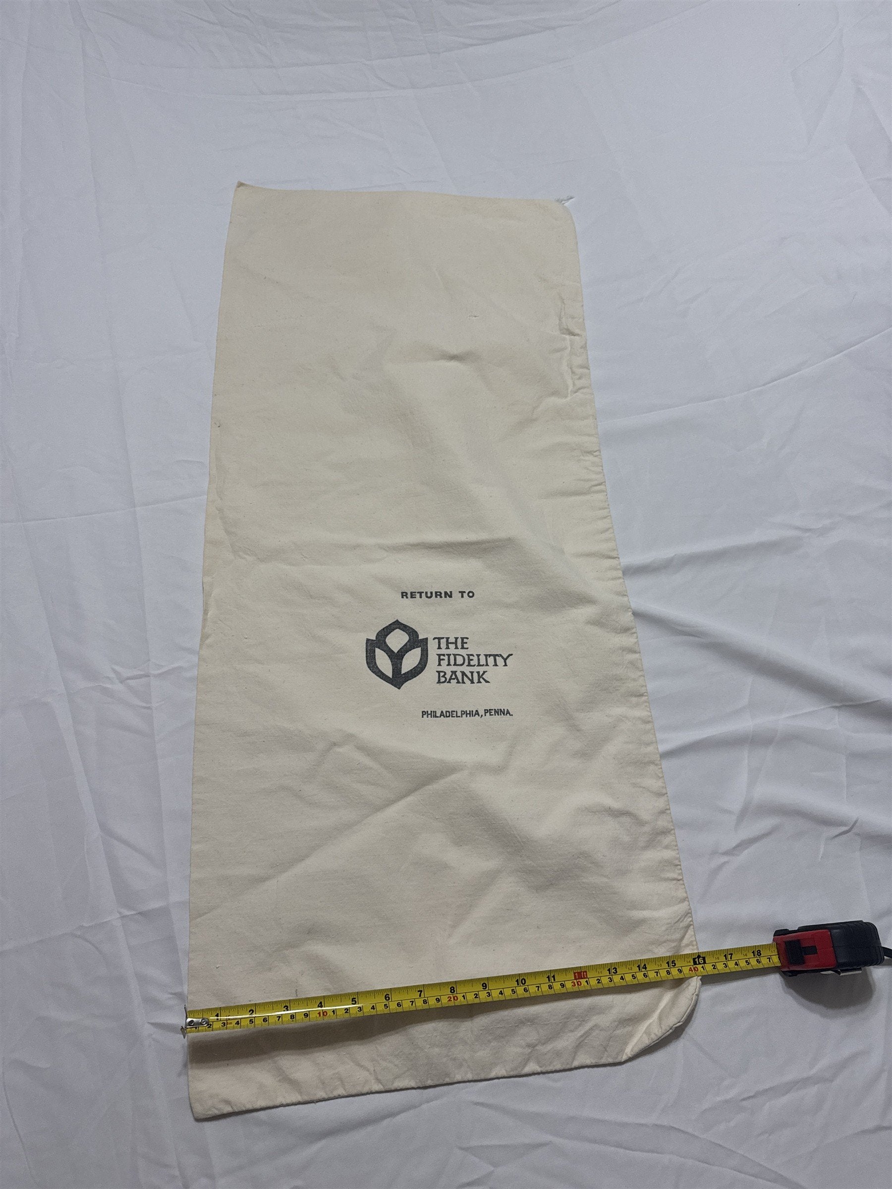Vintage Extra Large The Fidelity Bank Philadelphia Pennsylvania Check Money Bag