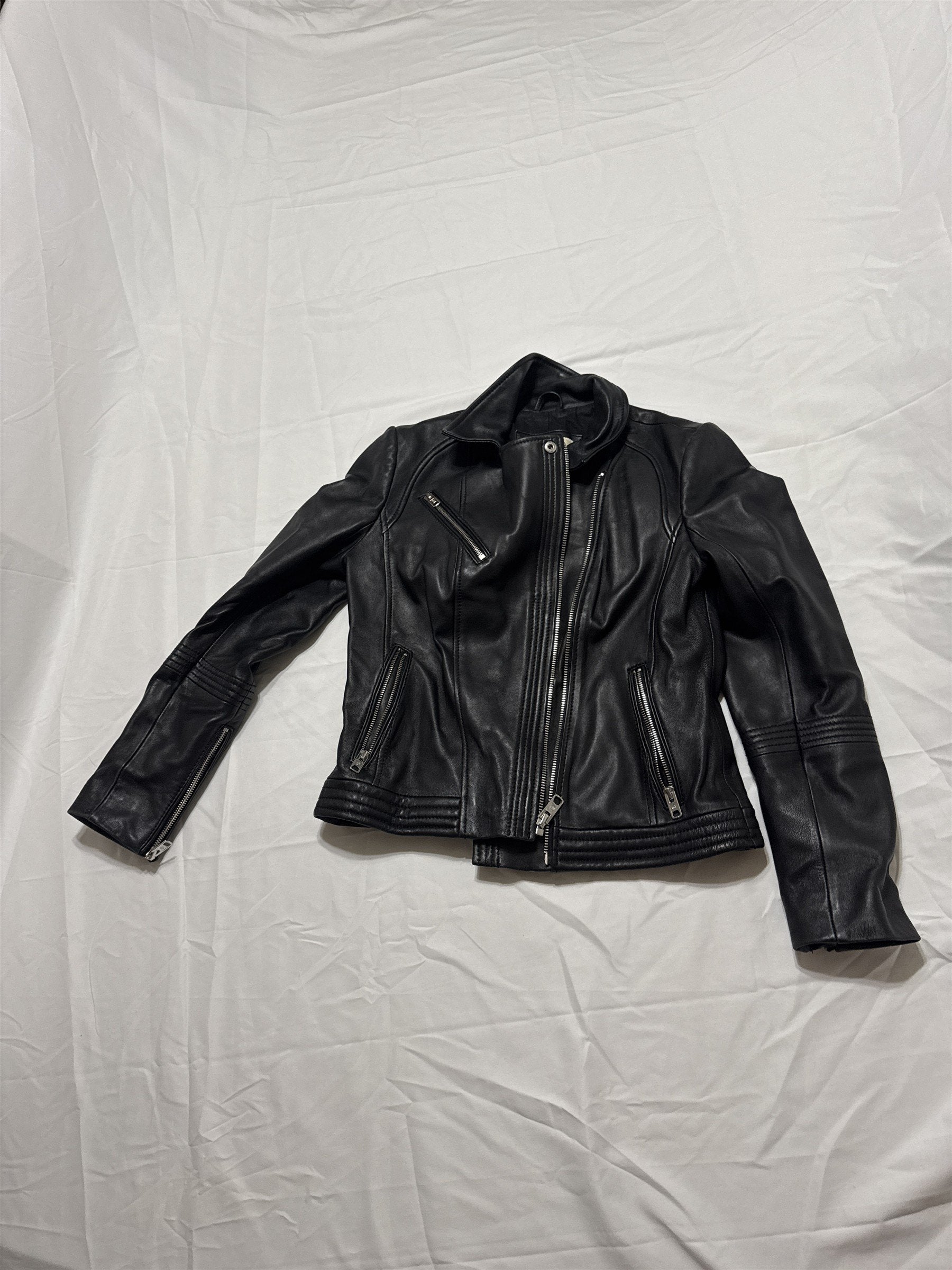 Womens Size Small Michael Kors Black Motorcycle Biker Jacket