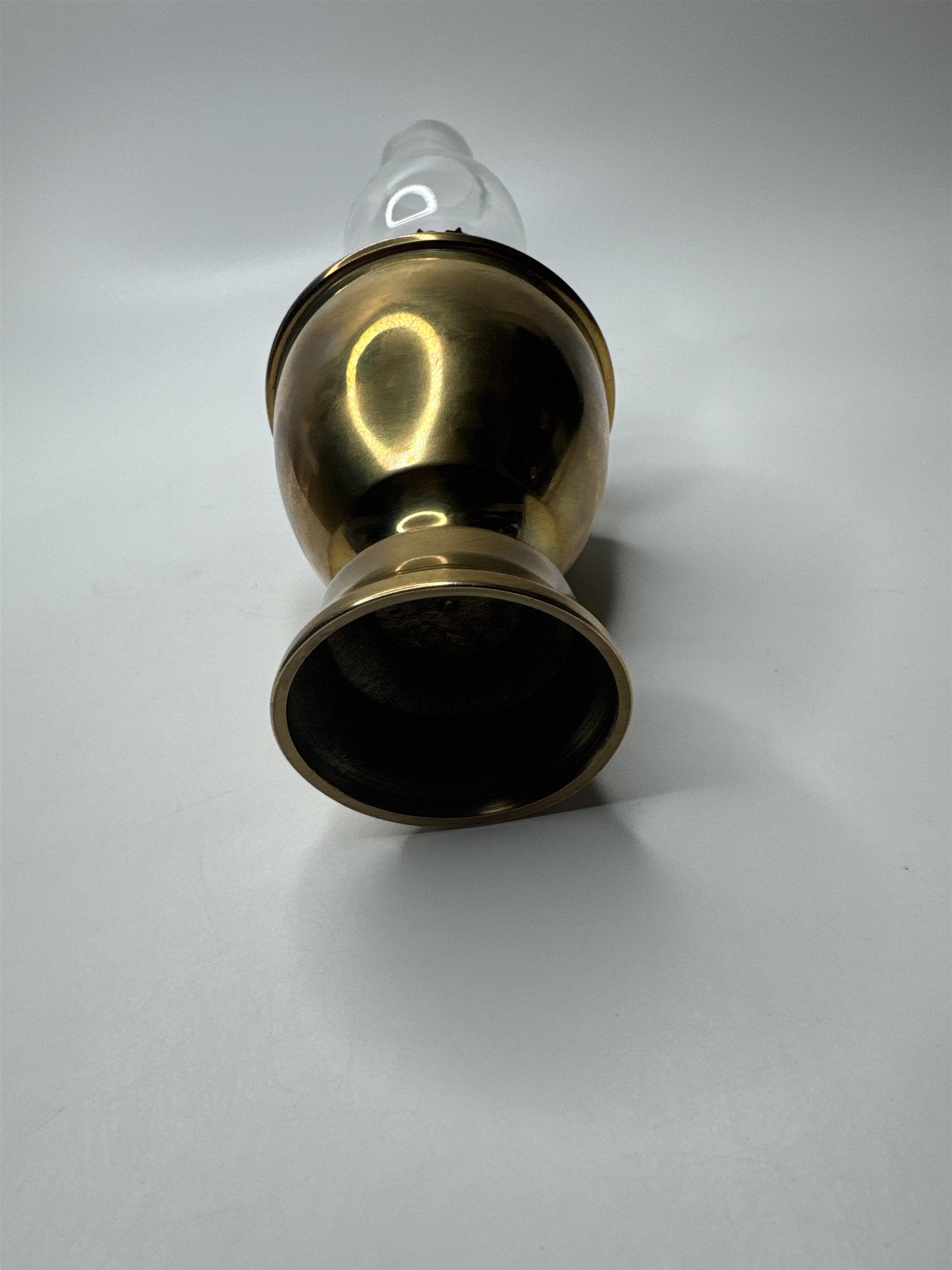 Vintage Heavy Brass Oil Lamp /w Wick and Glass Flame Cover Made in India