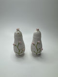 Vintage JSC Japan Salt and Pepper Shakers Floral Basket Pink Roses