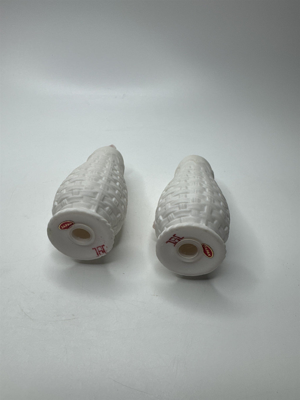 Vintage JSC Japan Salt and Pepper Shakers Floral Basket Pink Roses
