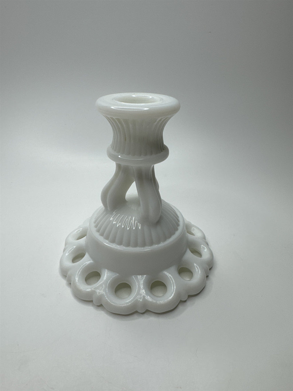 Vintage Westmoreland Milk Glass Doric Candlestick Lace Candle Holder