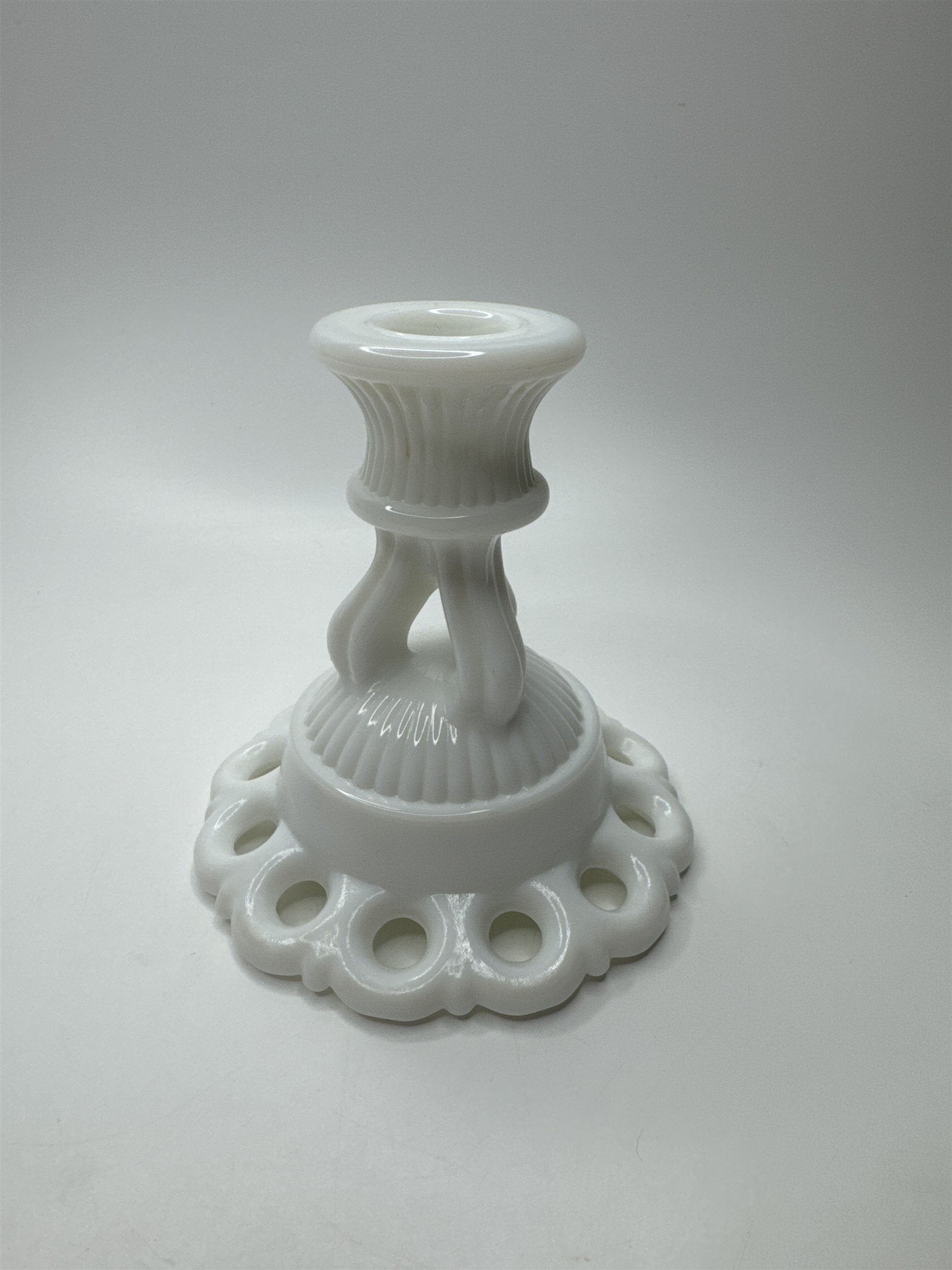 Vintage Westmoreland Milk Glass Doric Candlestick Lace Candle Holder