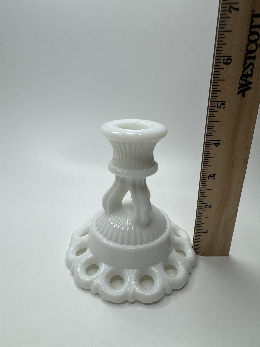 Vintage Westmoreland Milk Glass Doric Candlestick Lace Candle Holder