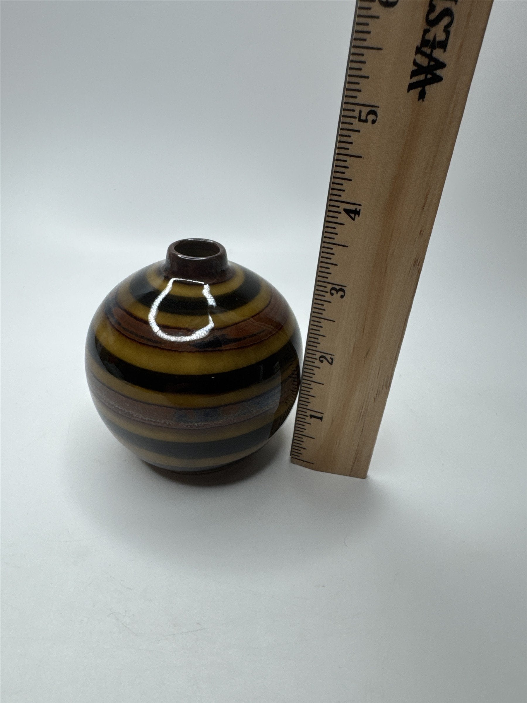 Vintage 3.5" Japan Bud Vase Earth Tones Browns and Golds OMC Vase