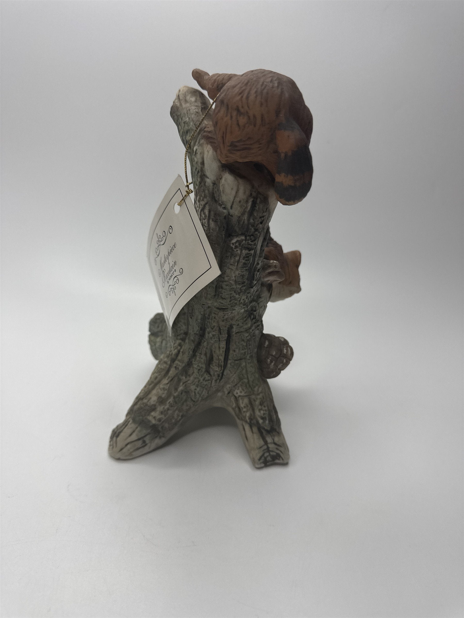 Vintage Masterpiece by Homco Home Interiors Ceramic Racoon Family on Log Tree