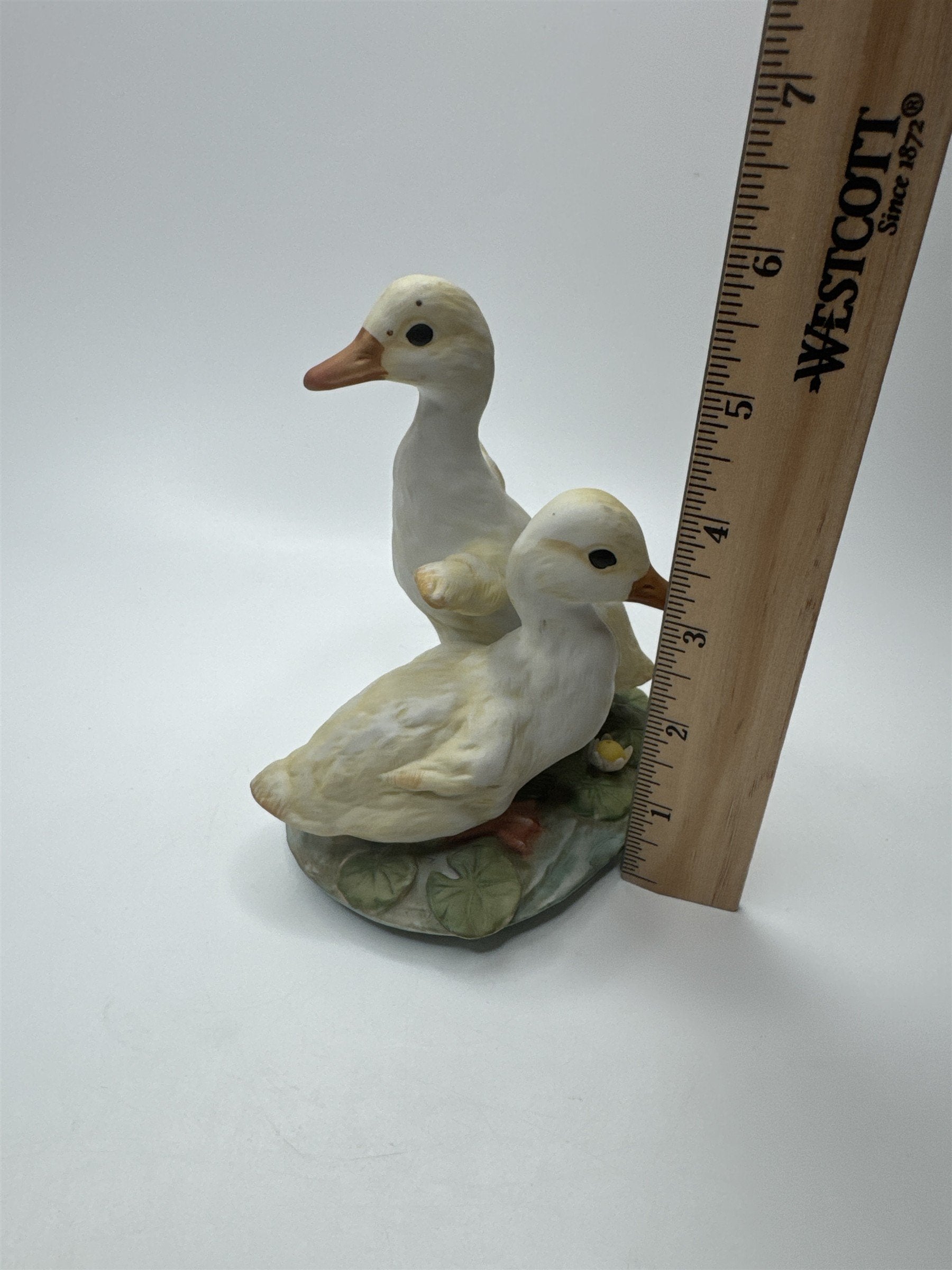 Vintage Masterpiece by Homco Home Interiors Porcelain Yellow Ducks on Pond Lily