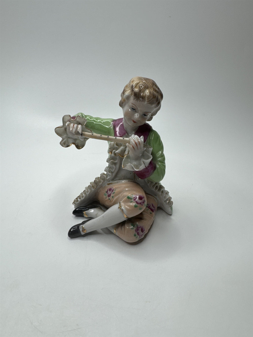 Vintage Wales Porcelain Figurine Rare Sword Mark Made in Japan Flute Player