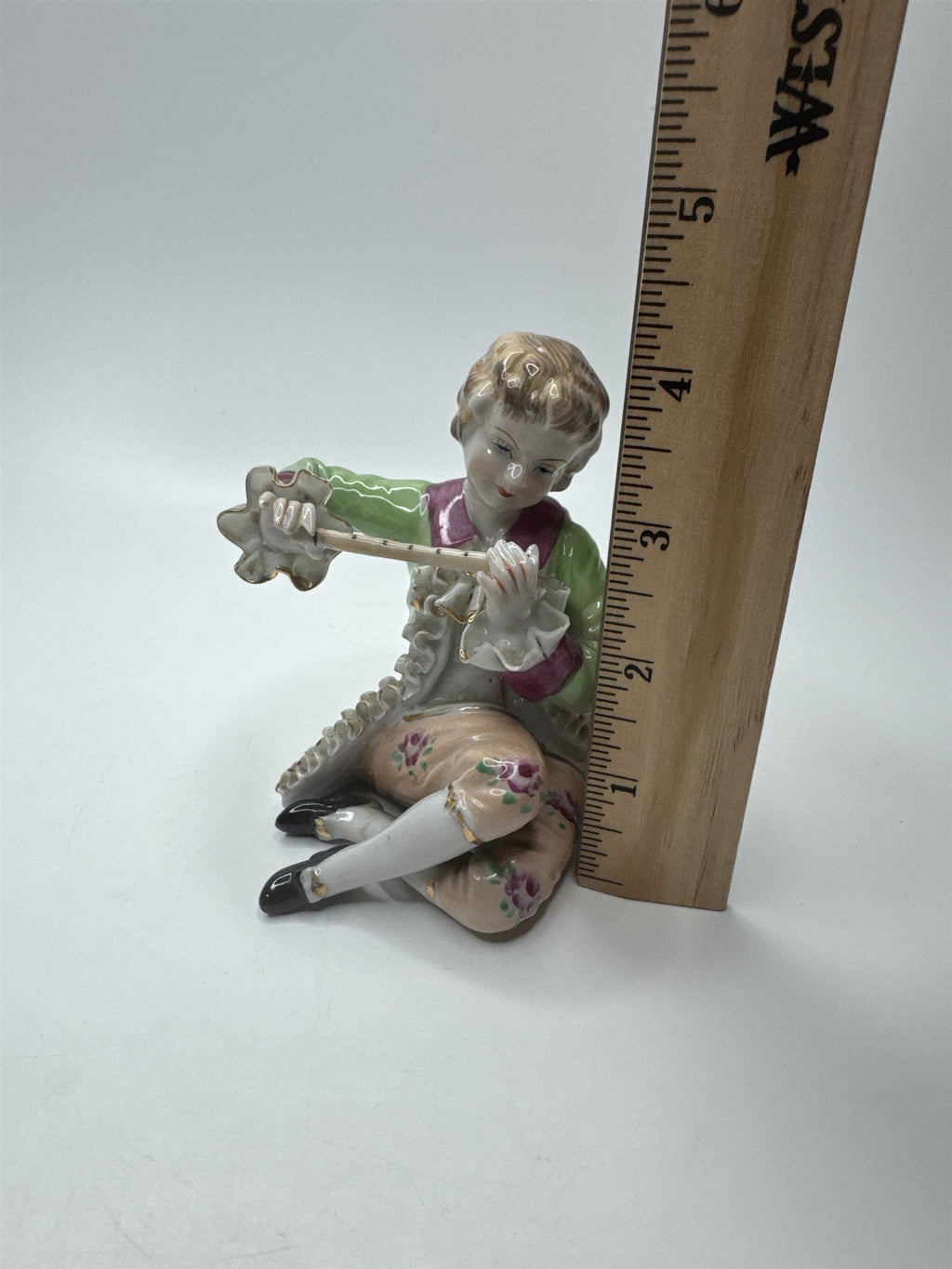 Vintage Wales Porcelain Figurine Rare Sword Mark Made in Japan Flute Player