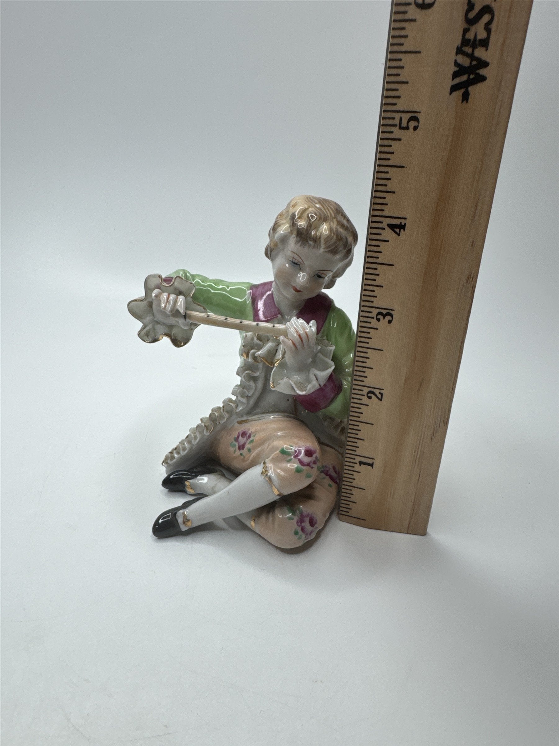 Vintage Wales Porcelain Figurine Rare Sword Mark Made in Japan Flute Player