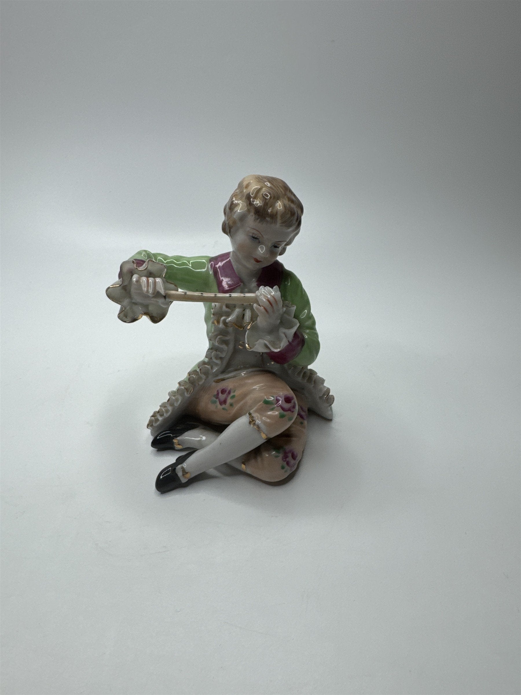 Vintage Wales Porcelain Figurine Rare Sword Mark Made in Japan Flute Player