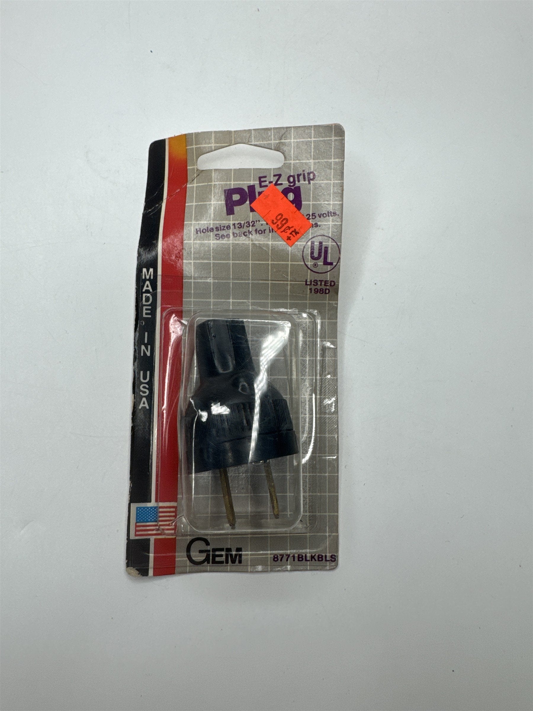 Vintage E-Z Grip Pluig GEM 8771BLKBLS 198D UL Listed Terminal Plug