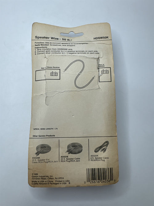 Gemini Audio 50ft Speaker Wire HDSW50K