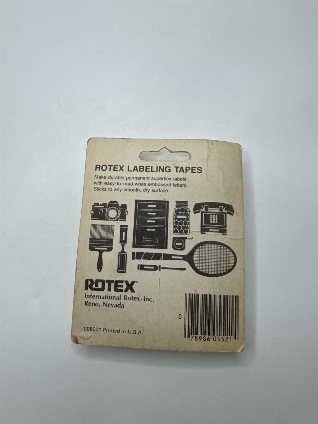Vintage ROTEX Label Maker 3/8" x 144" NOS Refill Tape BLACK USA