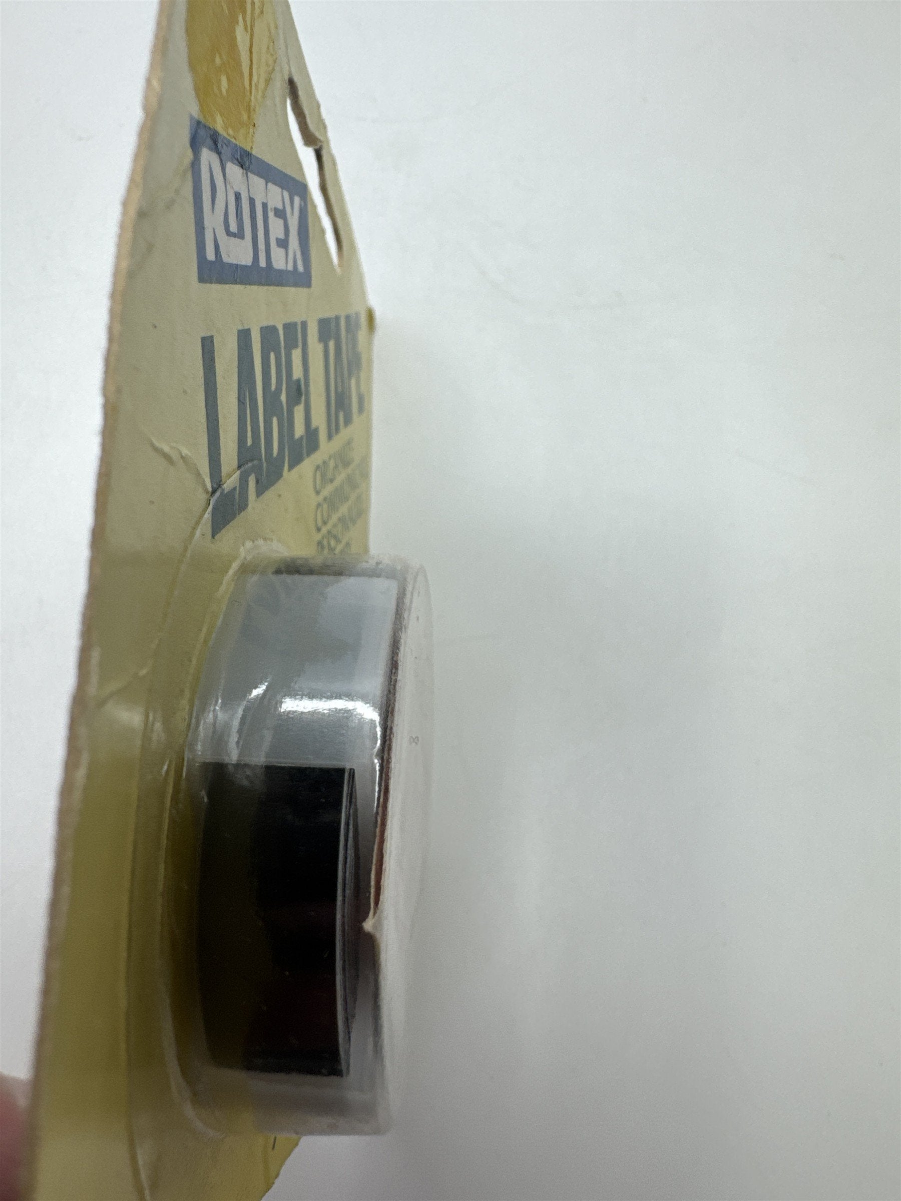 Vintage ROTEX Label Maker 3/8" x 144" NOS Refill Tape BLACK USA