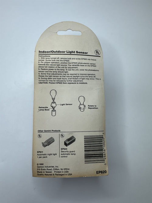 Gemini Indoor/Outdoor Light Sensor - Turns Any Lamp Off At Dawn, On At Dusk